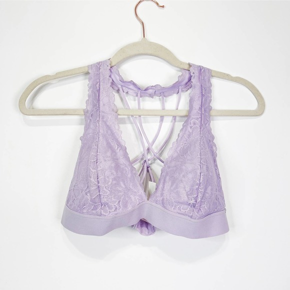 PINK victorias secret lavender purple strappy bralette size large - Picture 5 of 8